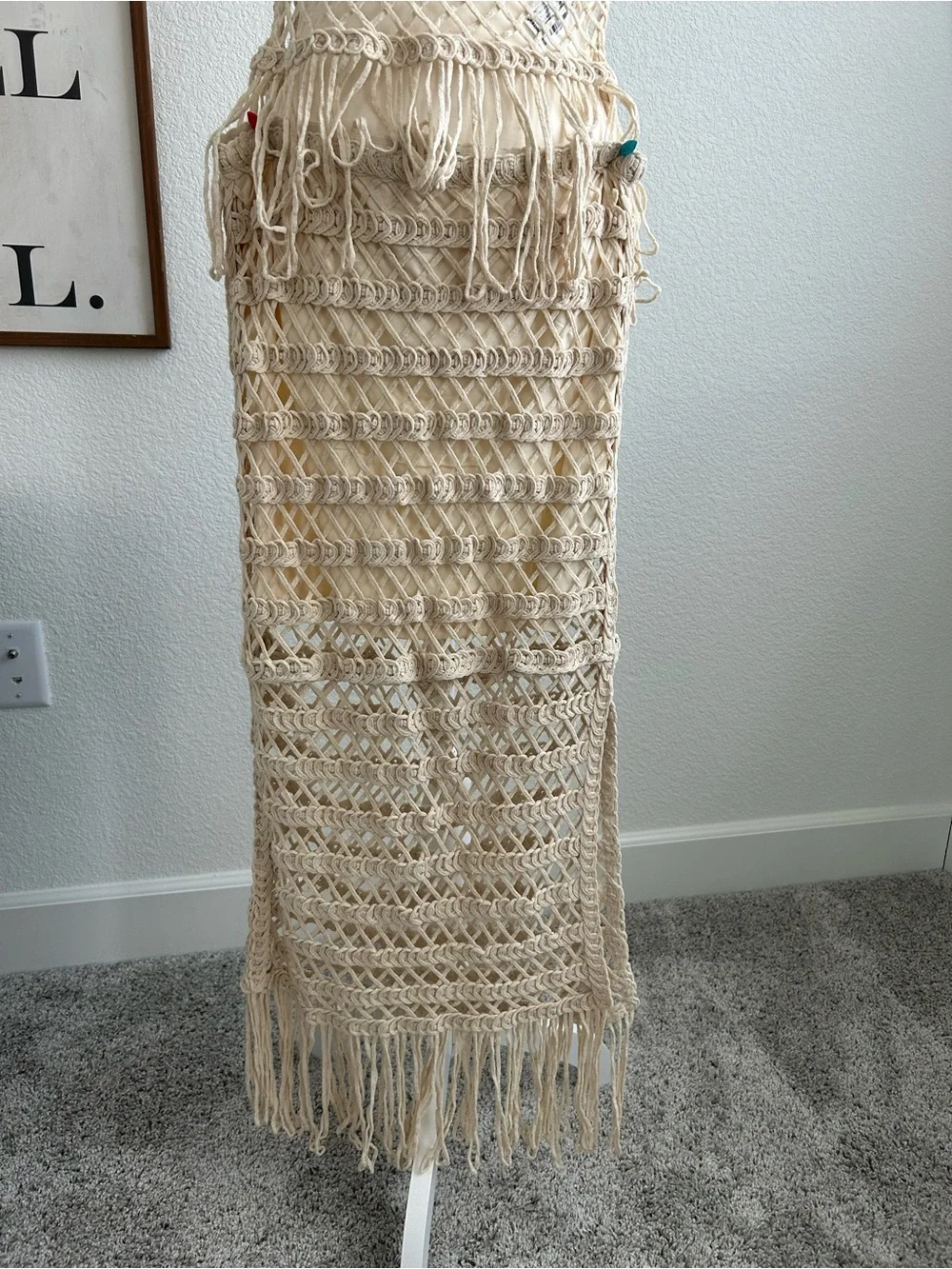 H&M Cream Crochet Maxi Swim Cover-Up Dress